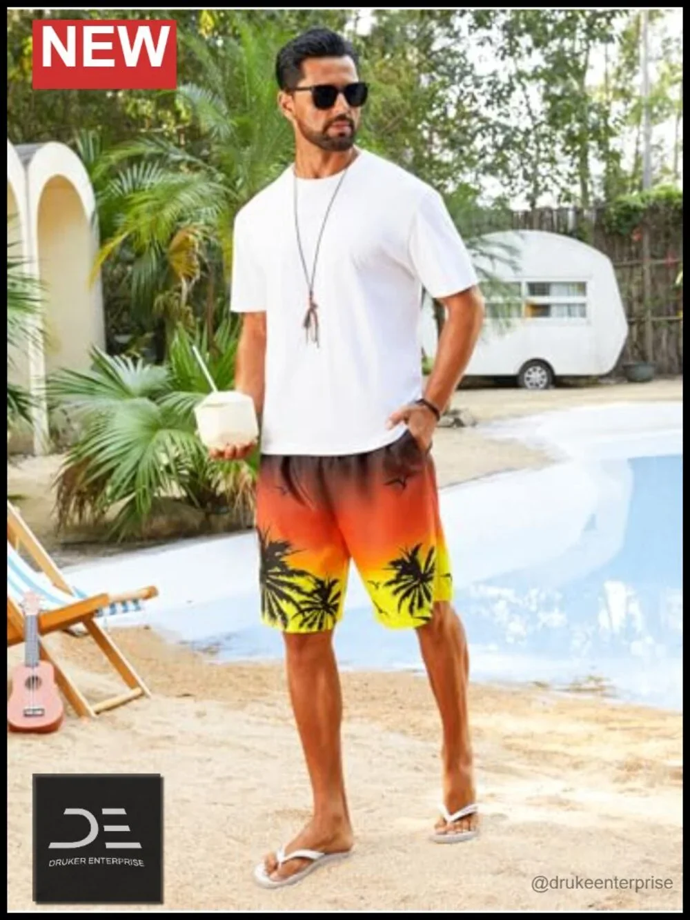 Men's Swim Trunks Quick Dry Board Shorts Mesh Lining with Pockets
